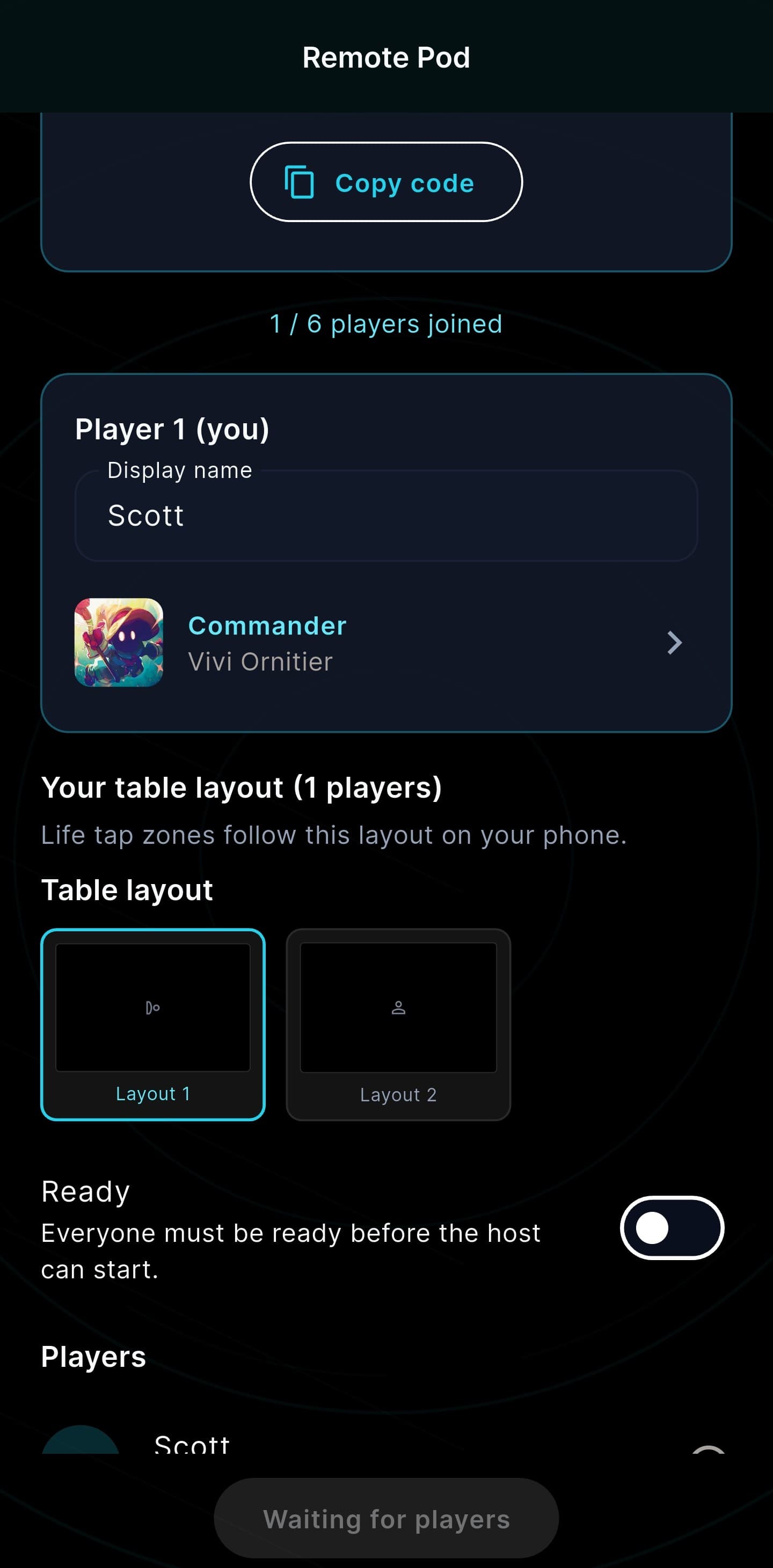 Remote Commander pod with synced devices