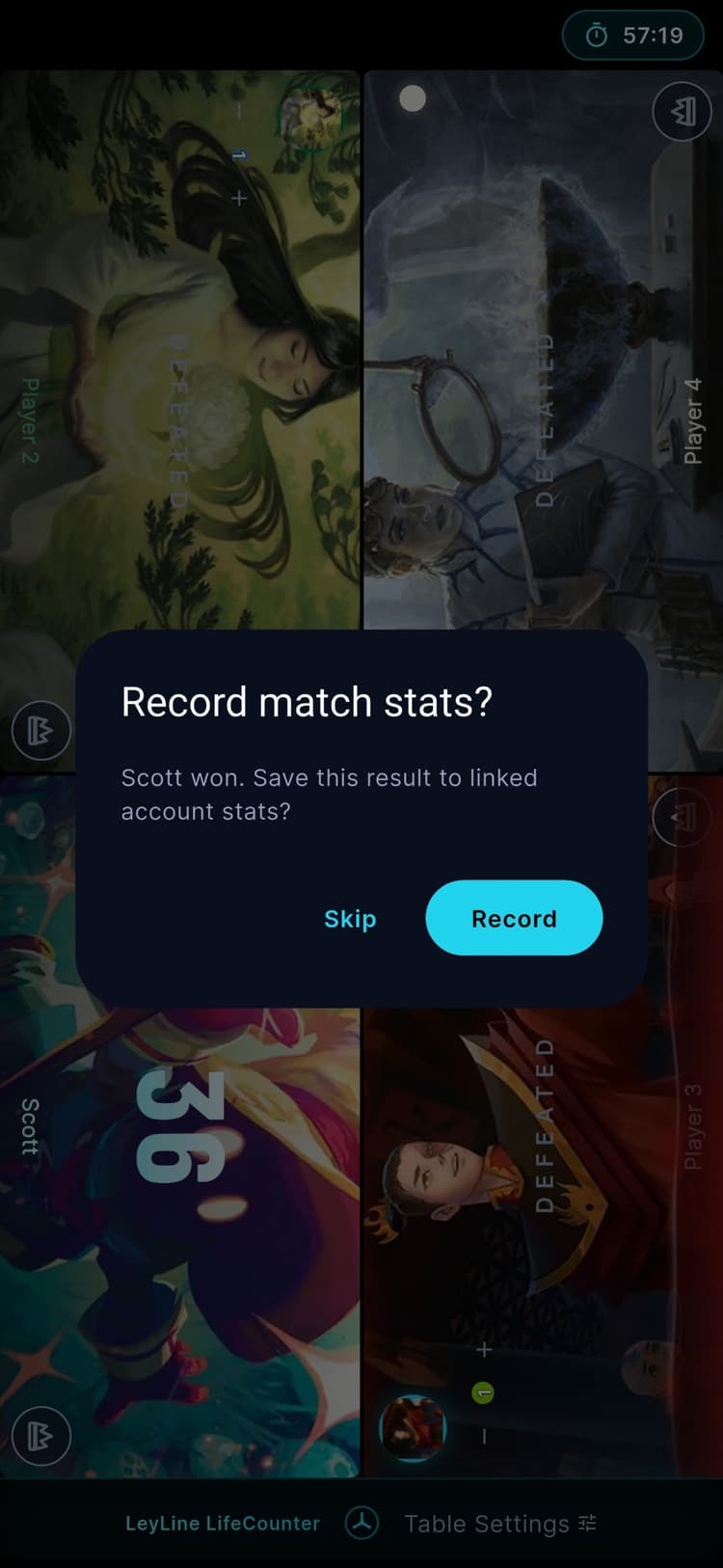 Victory screen with match celebration
